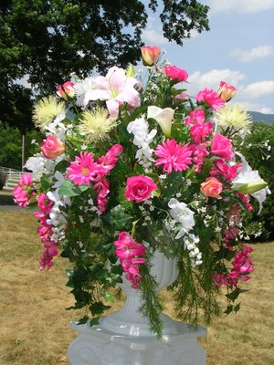 One of the floral arrangements.  The pink was bright,...